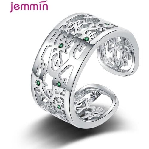 925 Sterling Silver Luxury Adjustable Wedding Engagement Rings For Women Girls CZ Cubic Zirconia Fashion Jewelry Wholesale