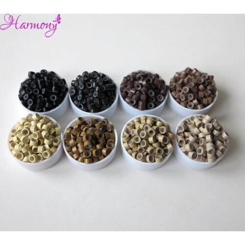 1 bottle #Dark Blonde 5mm*3mm*3mm Silicone MicroRing/Link/Bead Hair Extensions Tools 8 Colors Optional