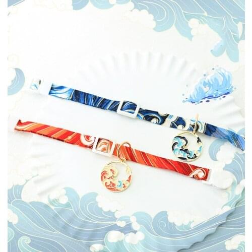 1PCS New Chinese Zephyr Wave Ripples Cat Collar Adjustable Fashion Dog Collar Hollow Pendant Pet Necklace Original Design S M L