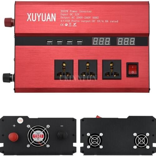 10Pcs/Lot 3000W Portable Car Solar Power Inverter Sine Wave Converter 220V Converter 12v To 110v Car Charger Volts Display