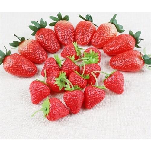 10pc New Simulation Strawberry Model make for Plastic Simulation Fruit and Vegetable Props Teaching Auxiliary Fruit Decoration