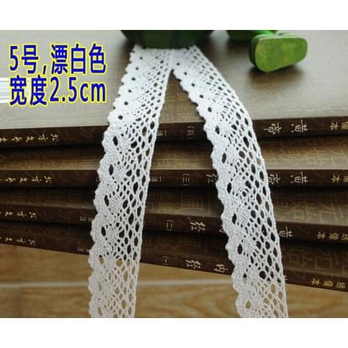 100% Cotton 7 Meters Free Shipment Lace Ribbon Sewing Tape White Lace Webbing Cluny Lace Trim