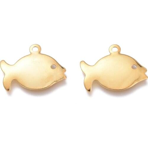 100pcs 304 Stainless Steel Fish Charms for Jewelry Making DIY Bracelet Necklace Pendants Earring Findings Accessories Wholesale