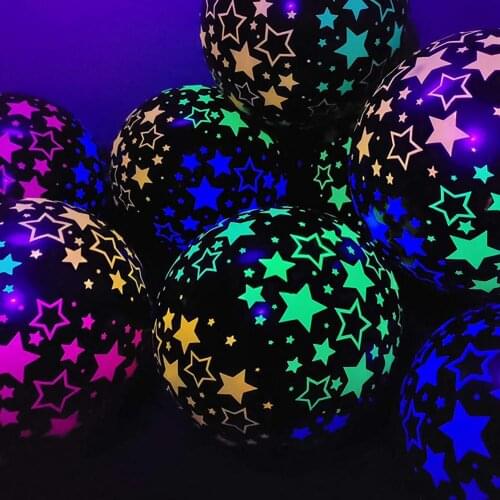 12inch Neon Glow Balloons UV Blacklight Reactive Latex Ballon For Kids Birthday Fluorescent Wedding Party Star Luminous Balloons
