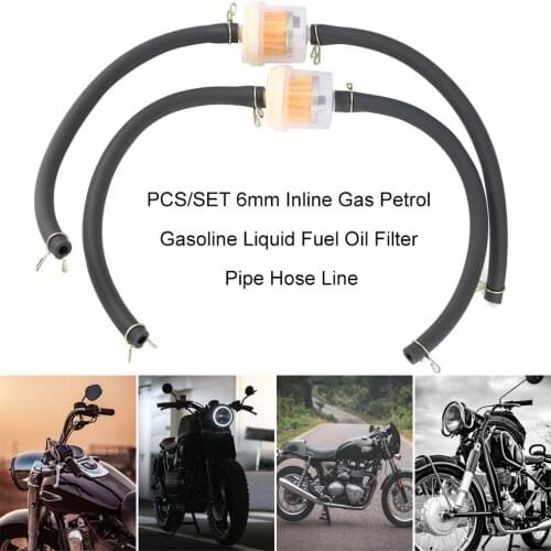 2PCS/SET 6mm Inline Gas Petrol Gasoline Liquid Fuel Oil Filter Pipe Hose Line With 4 Clips Universal for Motorcycle Dirt Bike