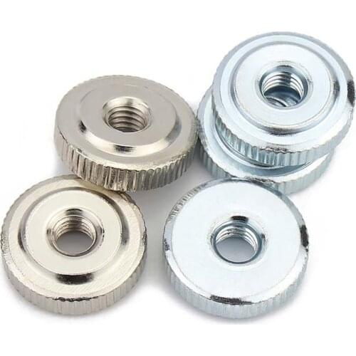 5Pcs Galvanized Hand Knurled Screw Nut GB807 M3 M4 M5 M6 Plating Nickel Thin Head Nut Flat Head Nut For 3D Printer Spring Loaded