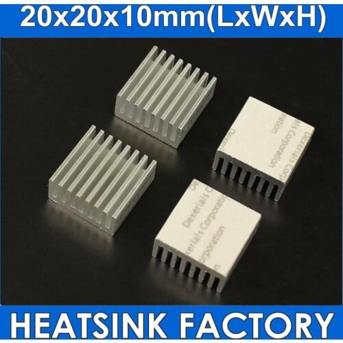 8pcs 20*20*10mm Anodized and Slotted Aluminum Heatsink With Thermal Adhesive Double Sided Tape