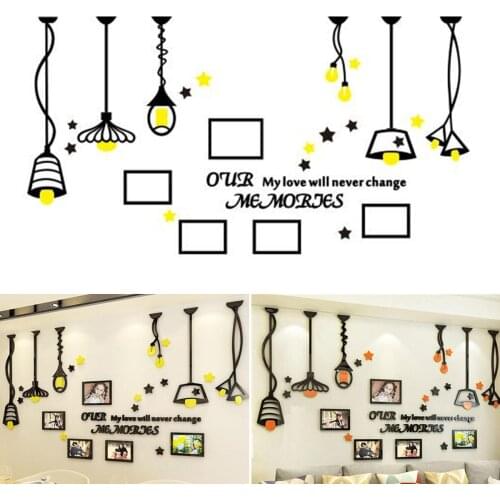 3D Acrylic DIY Photo Frame Wall Sticker Decal Art Office Bedroom Home Decorative
