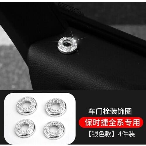 Car door bolt lock pin door switch button ring cover sticker for Porsche Cayenne Panamera Macan 718 bling bling car accessories