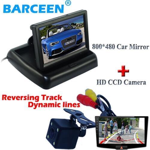 4.3" lcd car display monitor+4 led+ Dynamic track line car parking camera with the colorful night vision for all cars