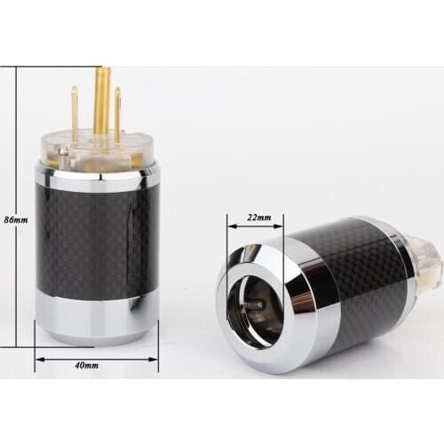 BCF2-TG High Clear Black Carbon Fiber Gold Plated US AC Power Plug IEC Connector Female male HIFI DIY Mains Power Cable plug