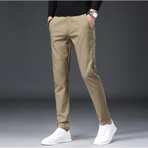 Spring New Slim Casual Pants Men Cotton Slim Fit Chinos Fashion Skinny Khaki Trousers Male Brand Clothing Size 28-38