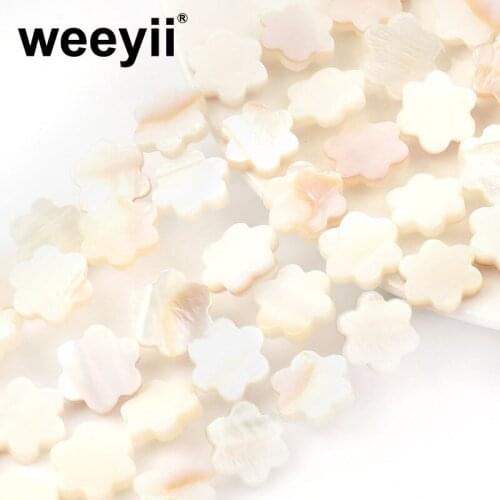 12mm White Natural Flat Six petal flower Shell Beads Pendant Loose Spacer Beads For Jewelry Making DIY Bracelet Necklace