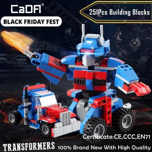 CADA Technic Bricks Transformation Robot Car Truck 2 IN 1 251Pcs Building Blocks,Optimus Deformation Vehicle Toys For Kids Gift