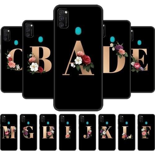 For Samsung M21 Case 6.4" Soft Silicon Cover For Samsung Galaxy M21 M 21 m215 Phone Back black tpu case Funny Custom name Letter