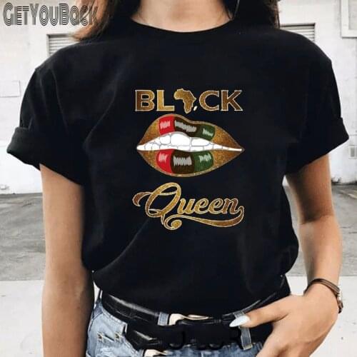 Black Queen Women Print T-shirt Summer Girl Harajuku 90S Tops Tee Female I am Storm Clothes,Drop Ship