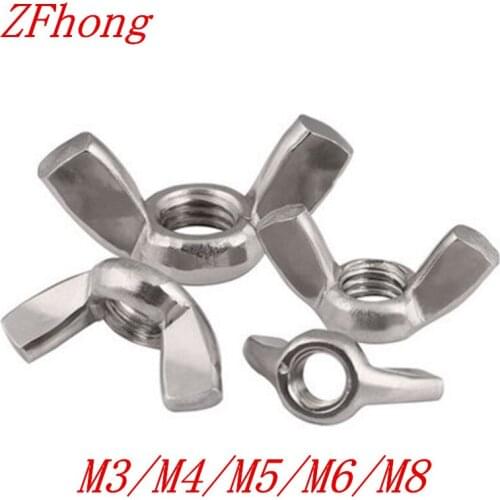 DIN315 M3 M4 M5 M6 M8 304 Stainless Steel Hand Tighten Nut Butterfly Nut Ingot Wing Nuts