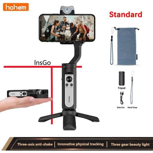 Hohem iSteady V2 3 Axis AI Gimbal Stabilizer W/AI Visual Tracking LED Video Light for iPhone12 11Pro/Max Samsung, Vlog