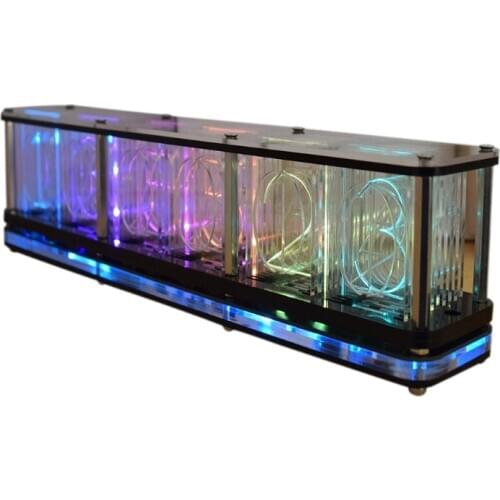 Imitate Full Color RGB Glow Tube Clock LED Music Spectrum DIY Kits Decor Gift N58C