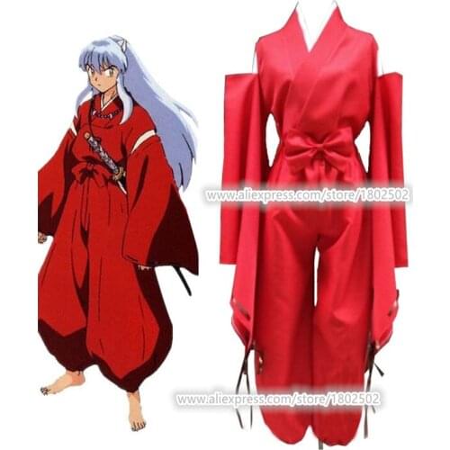 Anime Inuyasha Cosplay Costumes Red Japanese Kimono Men Robe Costume Halloween Party