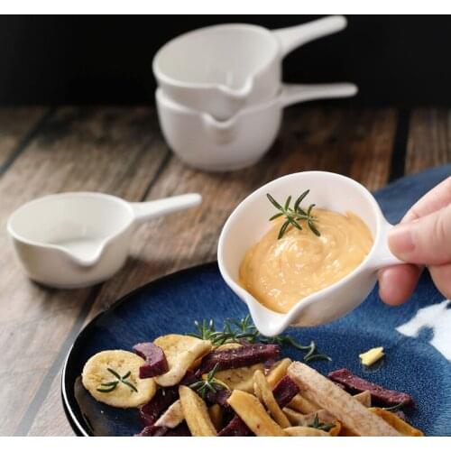 Ceramic jam dish with handle snack sauce dish with handle sauce dish creative tomato sauce flavor western food seasoning bowl