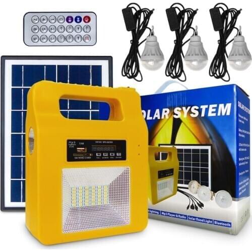 SDF Portable Generator Kit Solar Lighting System 5AH Lithium with 3 Bulbs, 5V USB Output Port for Emergency Backup Power
