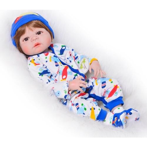 New New 22 Inch Full Body Silicone Vinyl Reborn Baby Dolls 57cm Lifelike Newborn Dolls Boy Kids Toys For Children Birthday Gift