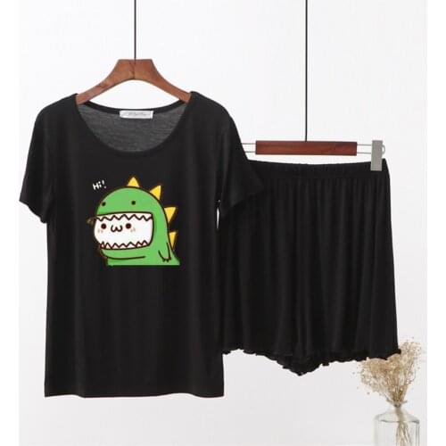 Modal Pyjamas Cotton Pajama Sets Women Short Sleeve Sleepwear Female Trouser Suits Plus Size Loose Loungewear O-Neck Home Suit