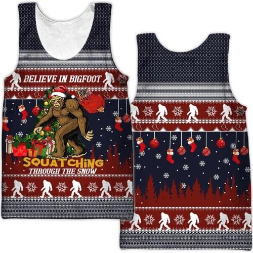 Christmas Bulldog and Bigfoot 3D Printed Men vest Summer Harajuku Sleeveless T-shirt Unisex Casual Polyester Tank Tops BX-59