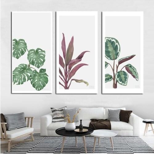 Green Tropic Plants Monstera Wall Art Canvas Painting Nordic Posters and Prints Wall Pictures for Living Room Decor No Frame