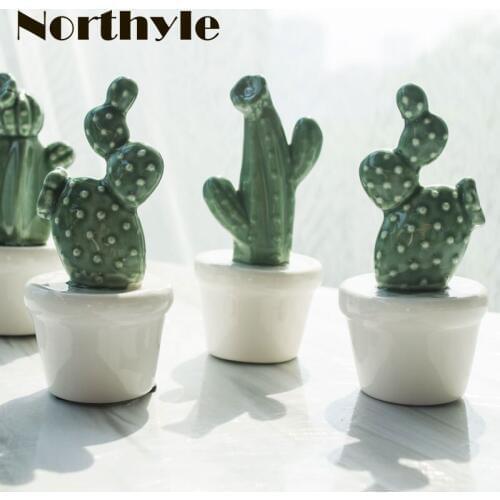 Genuine Northyle BS179236 Ceramic potted cactus miniatures fairy plant figurine porcelain home decoration accessories