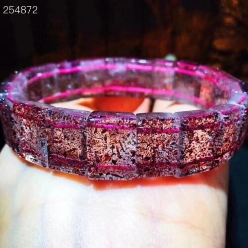 Natural Lepidocrocite Quartz Red Super 7 Crystal Bracelet 13.6x10.4mm Woman Men Clear Rectangle Beads Stretch Gemstone AAAAAA