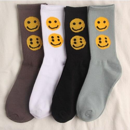 CPFM Four Eyes Smiley Face Letter Socks Kanye West Cotton Socks Hip Hop Thin Sports Men and Women Couples High Top Socks Fashion