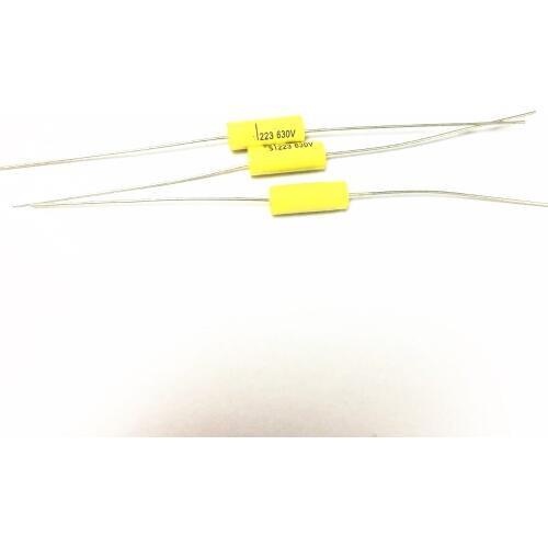 Wholesale and retail long leads yellow Axial Polyester Film Capacitors electronics 0.022uF 630V fr tube amp audio free shipping