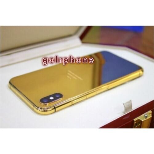 Perfect Quality Chassis Rear Door Back Cover for phone X XS Middle Frame Battery Door 24k Gold Housing with Diamond+Buttons