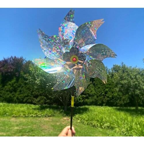 Bird Repeller Windmill Spinner Garden Decoration Reflective Drive Pinwheels Scare Birds Away Rotating Stakes Bird Sparkly 2021