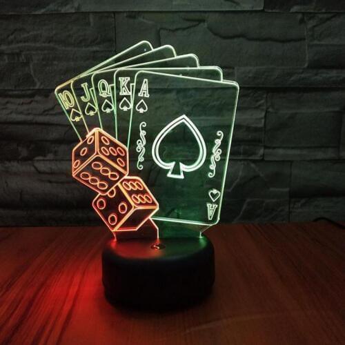 Poker Led 3d Visual Nightlight Creative Colorful Touch Charging Stereo Gift Lamp Lovely cartoon childrens toys 3d Light