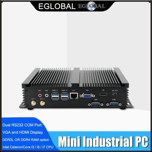 EGLOBAL Industrial PC Intel Core i7 8565U i5 8250U 2*DDR4 1*mSATA+1*M.2+1*2.5'SATA Fanless Mini Computer Windows 10 HDMI VGA