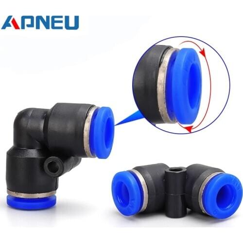 PV Degree Elbow Pneumatic Quick Fitting Plastic 4mm 6mm 8mm 10mm Air Parts Pipe Push In Water Quick Connector Slip Lock 2 Way