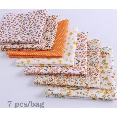 7pcs Printed Linen Cotton Fabric Cloth For Curtain Christmas Tablecloth Table Runner Pillow Cushion Handwork Sewing Placemat