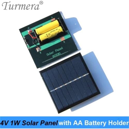 Turmera 1W 4V Solar Panel 90x90mm Charging Device with 2*AA Ni-MH Battery Holder for DIY Power System Electric Toy and Lamps Use