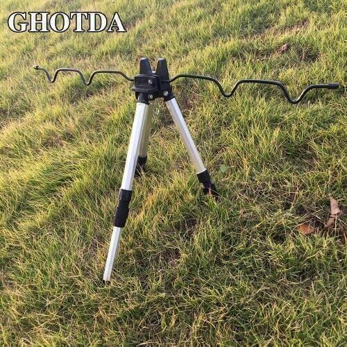 GHOTDA Telescopic Adjustable Fishing Rod Tripod Stand Holder Aluminum Alloy
