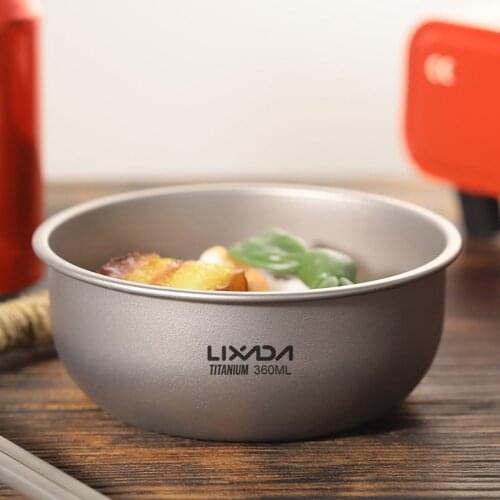 Lixada Titanium Bowls Camping Pan Fruit Vegetable Dinner Bowl Plate Food Container for Home Outdoor Camping Hiking Picnic