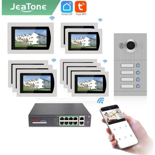 Jeatone Tuya smart 7"inch WIFI Video intercom For 1/2/3/4 Separate Apartments Touch Screen Monitor Customize floors 8771287214