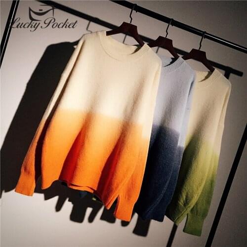 2020 Female Spring Autumn New Fashion Loose O-Neck Tie dye Pullovers Women Hit color Mid-Length Casual Long Sleeve sweater QL226