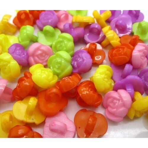 200Pcs Mixed Color Acrylic Flower Sewing Buttons For Kids Clothes Scrapbooking Decorative Botones Handicraft DIY Accessories