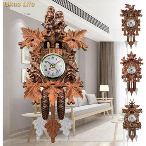 2018 Newest Cuckoo Wall Clock Bird Alarm Clock Wood Hanging Clock Time for Home Restaurant Unicorn Decoration Art Vintage Swing