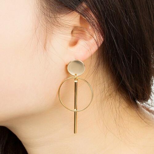 2020 New Fashion Metal Hollow Circle Round Earrings for Women Charm Statement Simple Gold Dangle Stud Earrings Trendy Jewelry