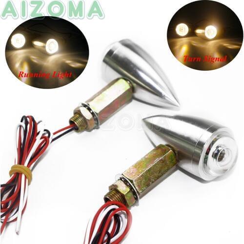 2pcs Universal 2 in 1 Flashing Indicator For Harley Sportster 883 Road King Motorcycle LED Turn Signal w/ Daytime Running Light