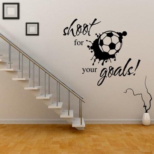 3d Shoot For Your Goals Vinyl Boys Wall Sticker Quotes Gamer Wall Decals Art Living Room Bedroom Decorations Mural Wallpaper